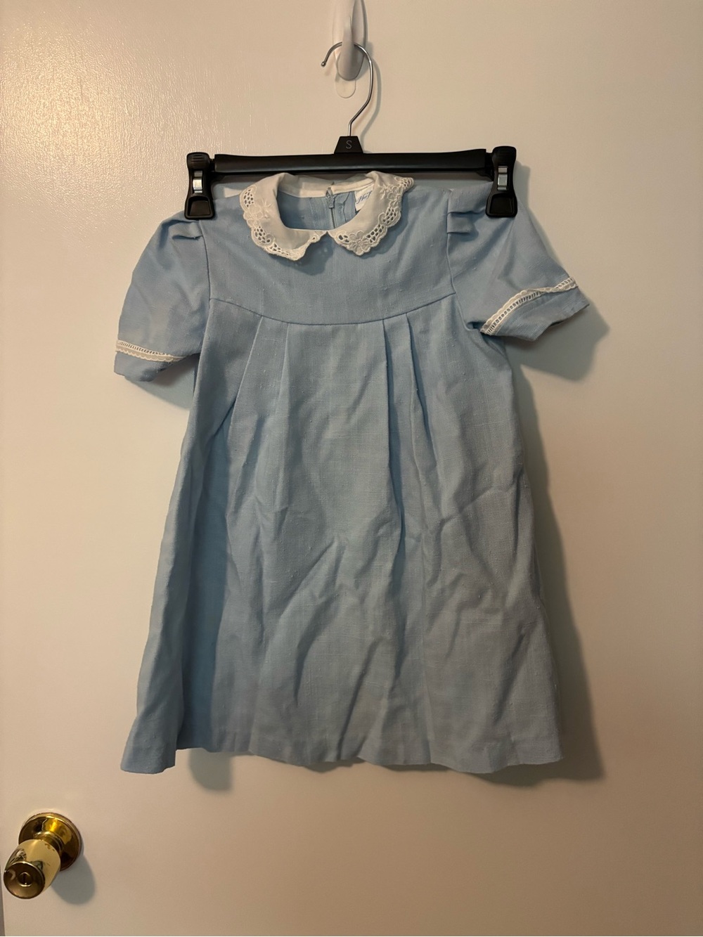 Vintage Retro 90s Classic Light Blue Peter Pan Collar Kids Dress